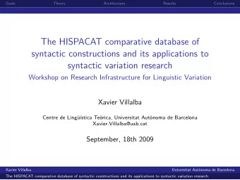 The HISPACAT comparative database of  syntactic constructions and its applications to  syntactic