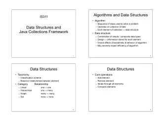Algorithms and Data Structures  IS311   Algorithm   Sequence of steps used to solve a problem