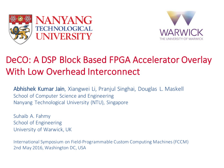de deco a ds dsp block based fpga accelerator overlay wi