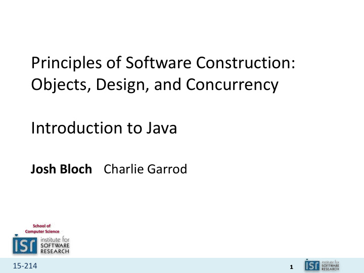 principles of software construction objects design and
