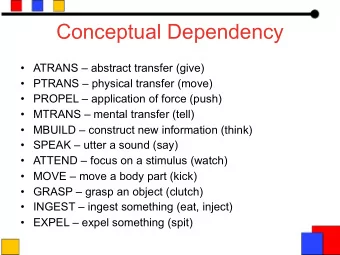 Conceptual Dependency   ATRANS  abstract transfer (give)   PTRANS  physical transfer