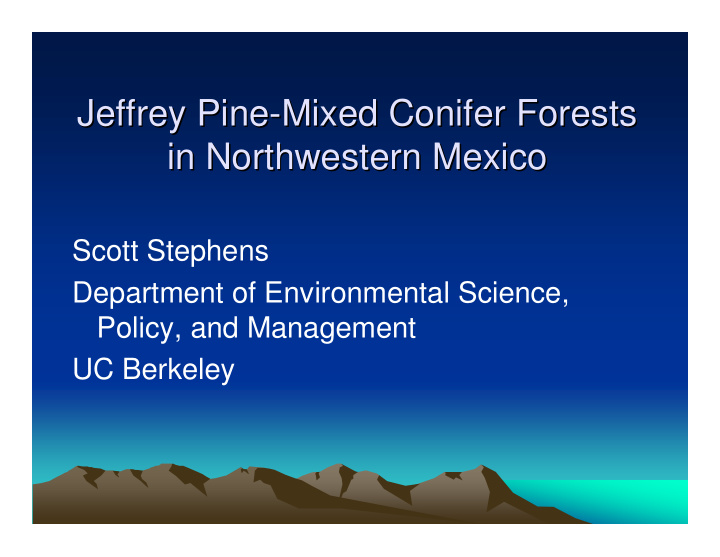 jeffrey pine mixed conifer forests mixed conifer forests