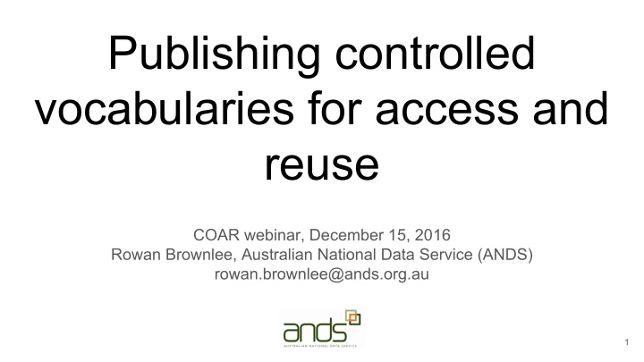 publishing controlled vocabularies for access and reuse