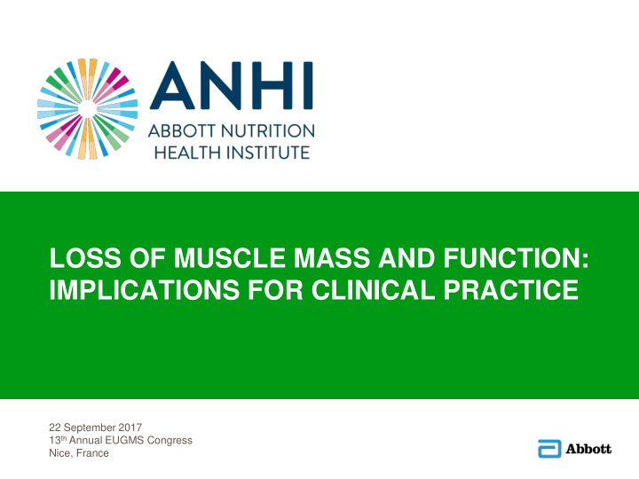 loss of muscle mass and function implications for