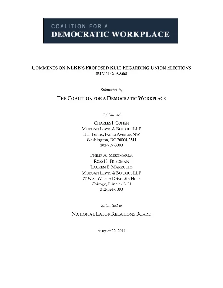 the coalition for a democratic workplace 2 comments on