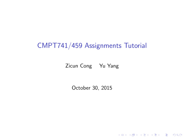 cmpt741 459 assignments tutorial