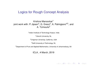 Logics for Rough Concept Analysis Krishna Manoorkar 1 . Jipsen 3 , G. Greco 2 , A. Palmigiano 4,5 ,