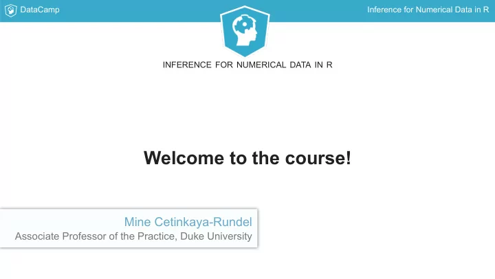 welcome to the course