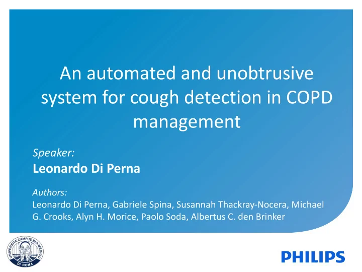 an automated and unobtrusive system for cough detection