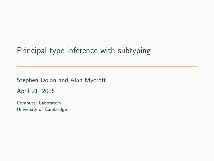 principal type inference with subtyping