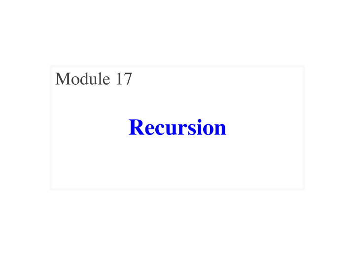 recursion motivation for video