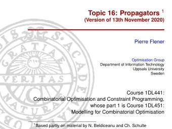 Outline  1. Reification  Reification  2. Global Constraints  Global  Constraints 3. linear  linear