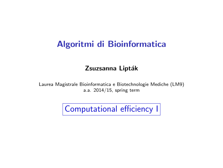 algoritmi di bioinformatica