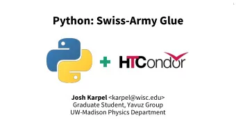 Python: Swiss-Army Glue Josh Karpel &lt;karpel@wisc.edu&gt;  Graduate Student, Yavuz Group
