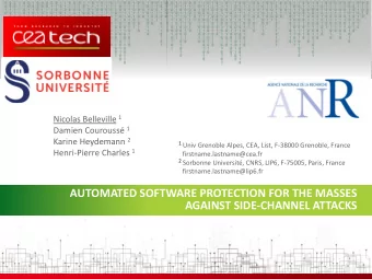 AUTOMATED SOFTWARE PROTECTION FOR THE MASSES  AGAINST SIDE-CHANNEL ATTACKS  SIDE CHANNEL ATTACKS