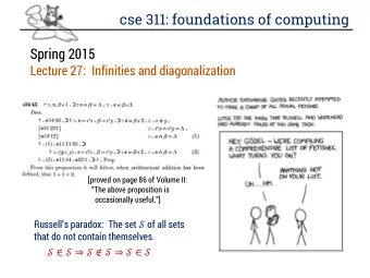cse 311: foundations of computing  Spring 2015  Lecture 27:  Infinities and diagonalization
