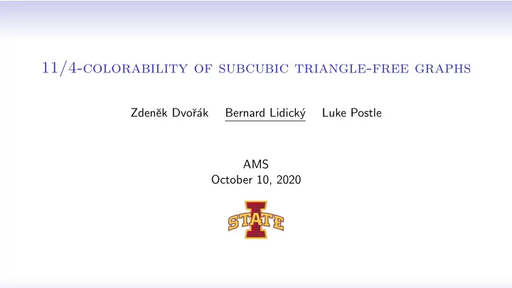 11 4 colorability of subcubic triangle free graphs