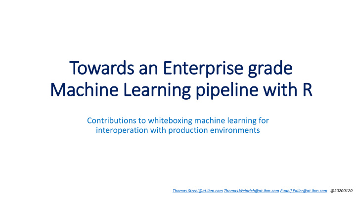 machine learning pipeline wit ith r