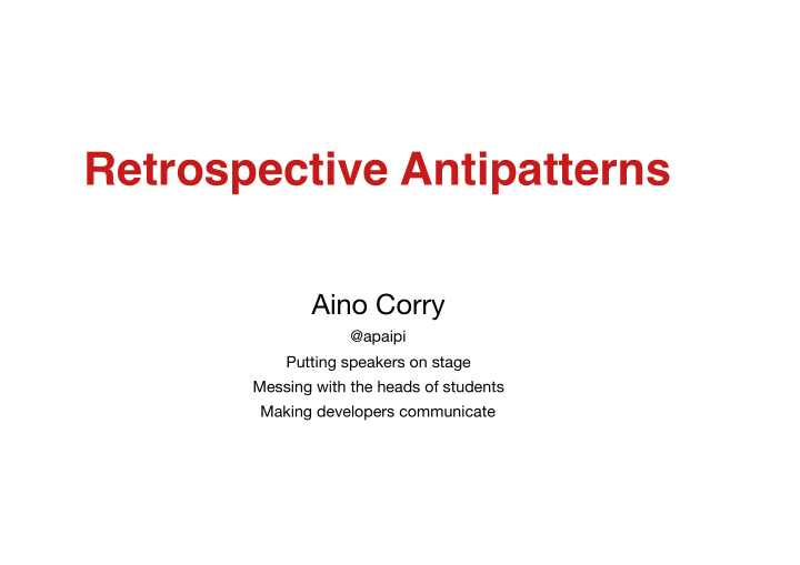 retrospective antipatterns
