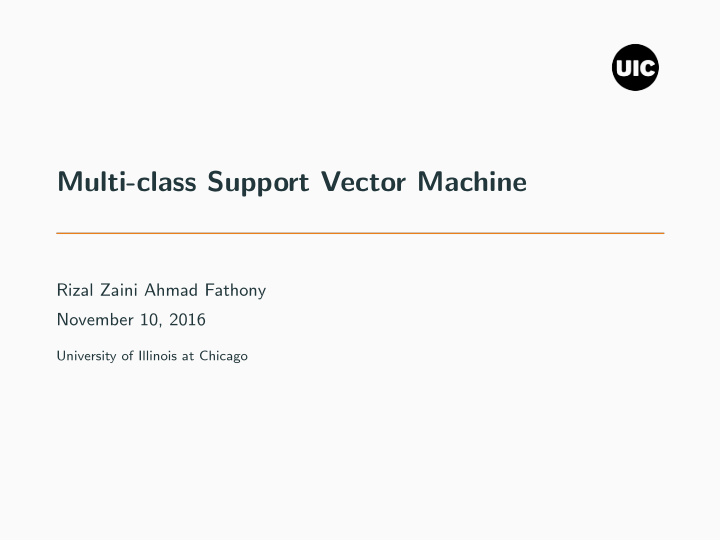 multi class support vector machine