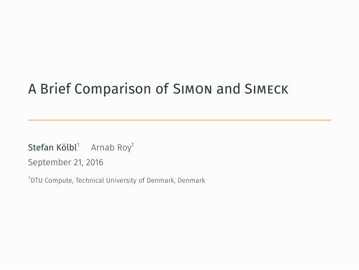 a brief comparison of simon and simeck