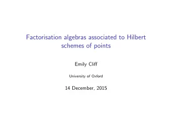 Factorisation algebras associated to Hilbert  schemes of points  Emily Cliff  University of Oxford