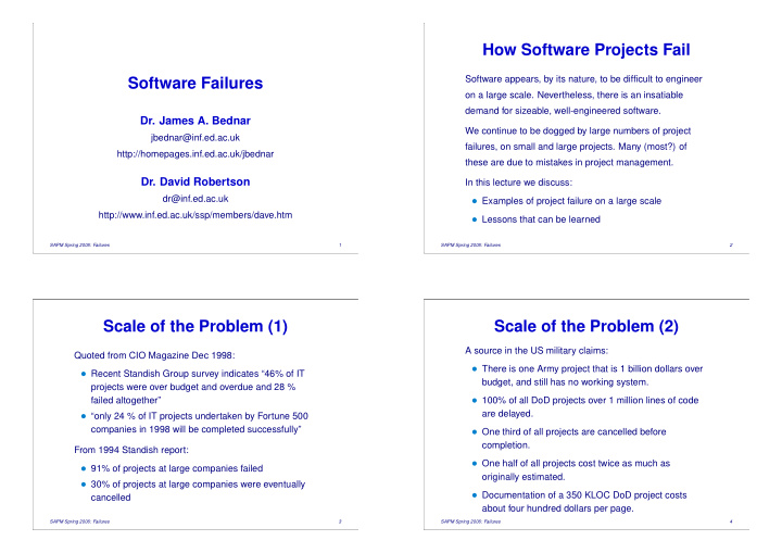 how software projects fail software failures