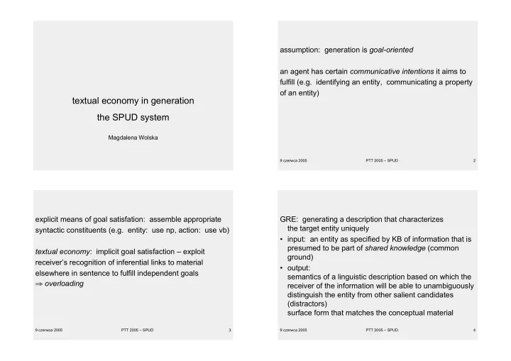 textual economy in generation the spud system