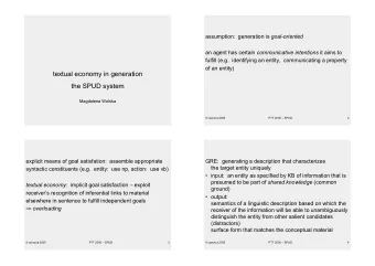 textual economy in generation  the SPUD system  Magdalena Wolska  9 czerwca 2005  PTT 2005  SPUD