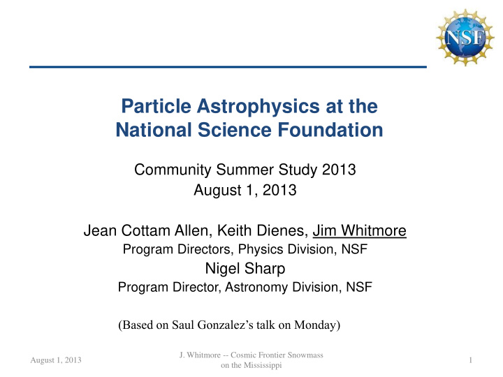 particle astrophysics at the