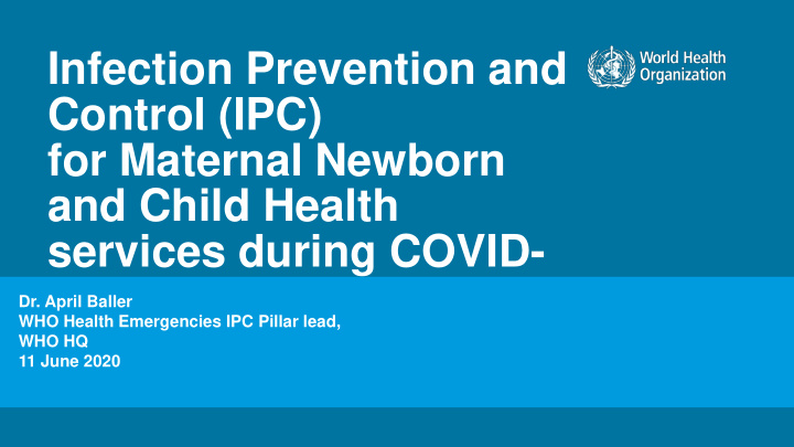 control ipc for maternal newborn