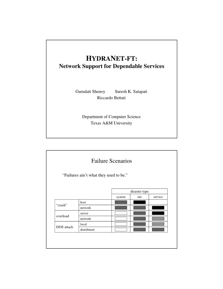 good solutions to support highly tolerant services