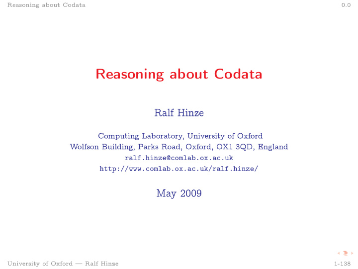 reasoning about codata
