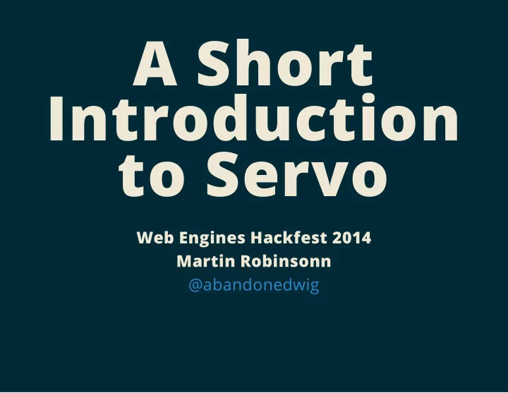 a short introduction to servo