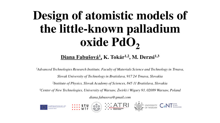 design of atomistic models of the little known palladium