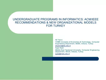 UNDERGRADUATE PROGRAMS IN INFORMATICS: ACM/IEEE  RECOMMENDATIONS &amp; NEW ORGANIZATIONAL MODELS