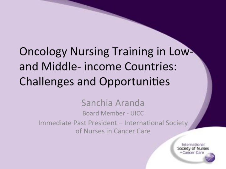 oncology nursing training in low2 and middle2 income