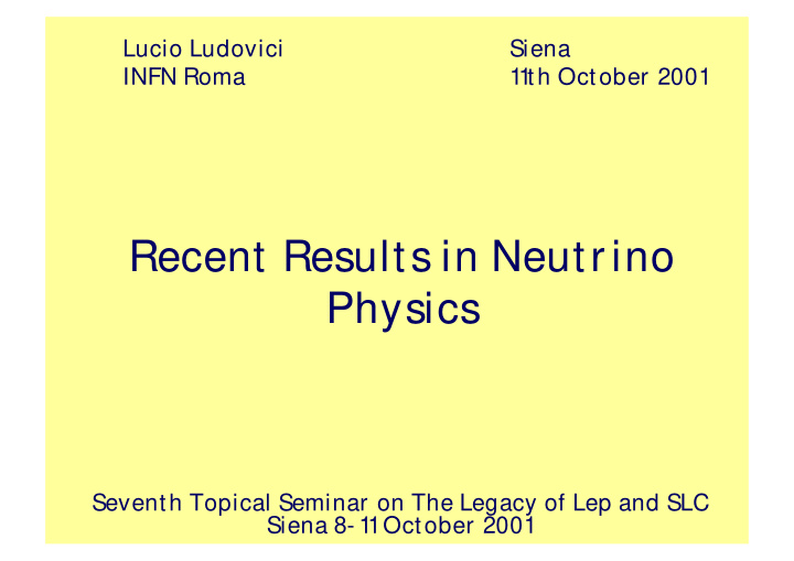 recent results in neutrino physics