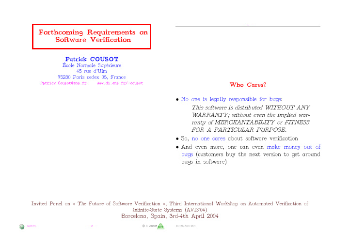 forthcoming requirements on software verification