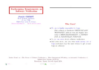 Forthcoming Requirements on  Software Verification  Patrick COUSOT  cole Normale Suprieure  45