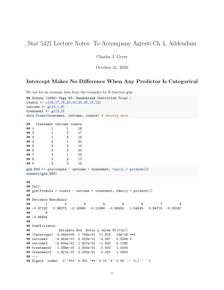 stat 5421 lecture notes to accompany agresti ch 4 addendum