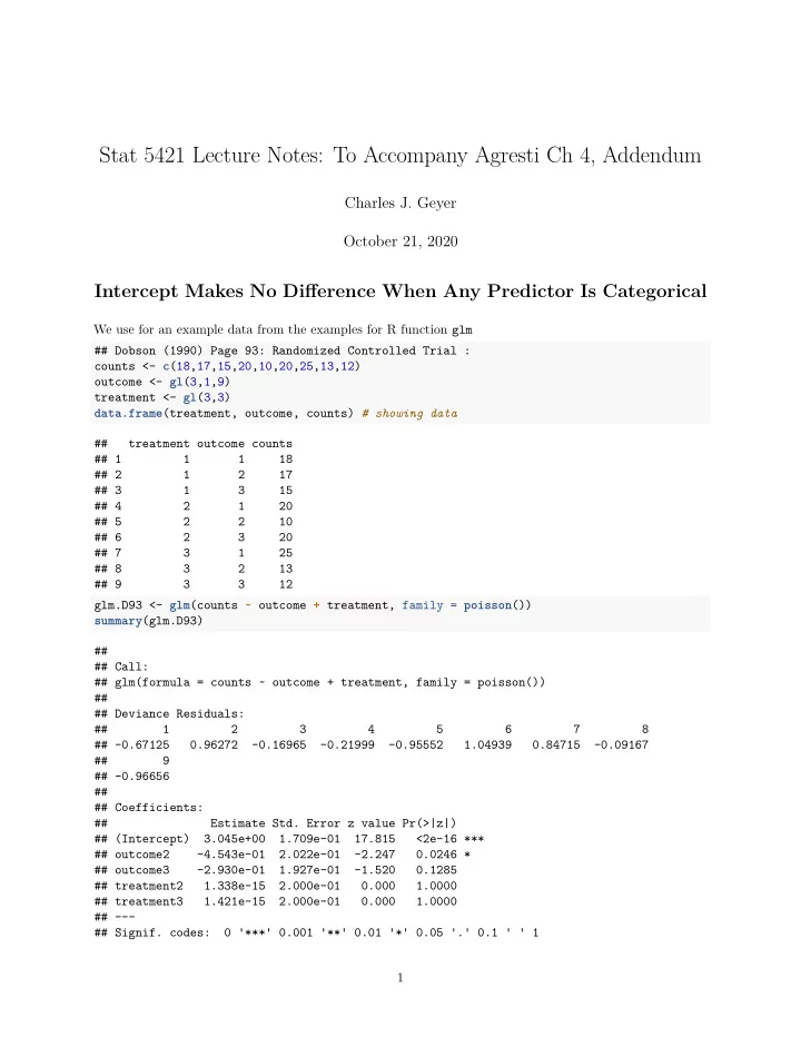 stat 5421 lecture notes to accompany agresti ch 4 addendum