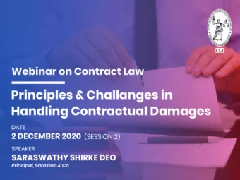 Contractual Damages  Prepared by  Saraswathy Shirke Deo  Table of Contents  Measure of Contractual