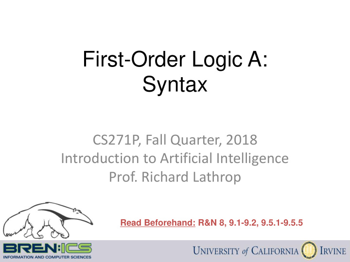 first order logic a syntax