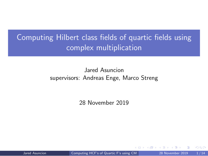 computing hilbert class fields of quartic fields using