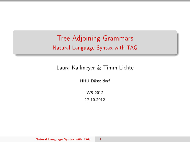 t ree a djoining gramma rs natural language syntax with t