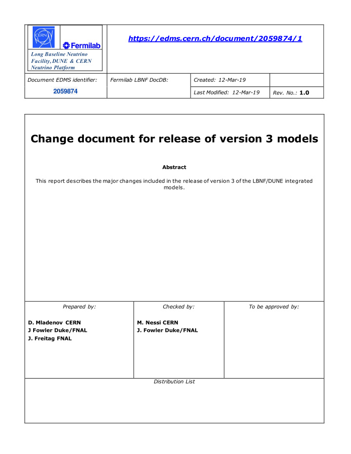 change document for release of version 3 models