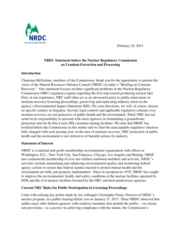 february 20 2013 nrdc statement before the nuclear