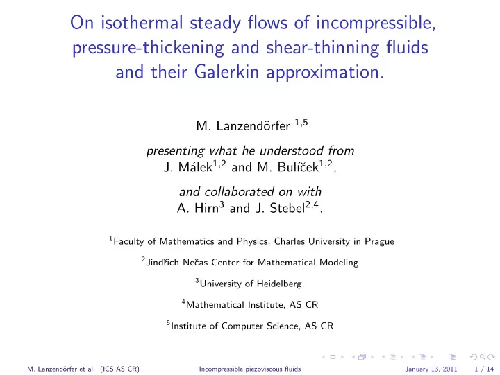 on isothermal steady flows of incompressible pressure