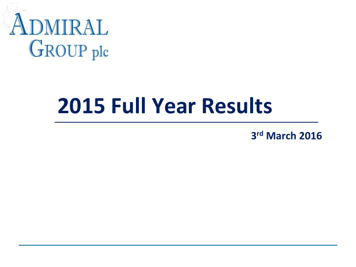 2015 full year results